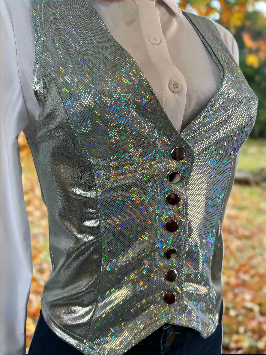 Sparkling Silver Snap Front Western Vest Rodeo Shirt Riverside Rodeo Shirts 