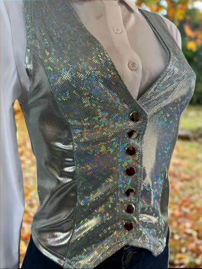 Sparkling Silver Snap Front Western Vest Rodeo Shirt Riverside Rodeo Shirts 