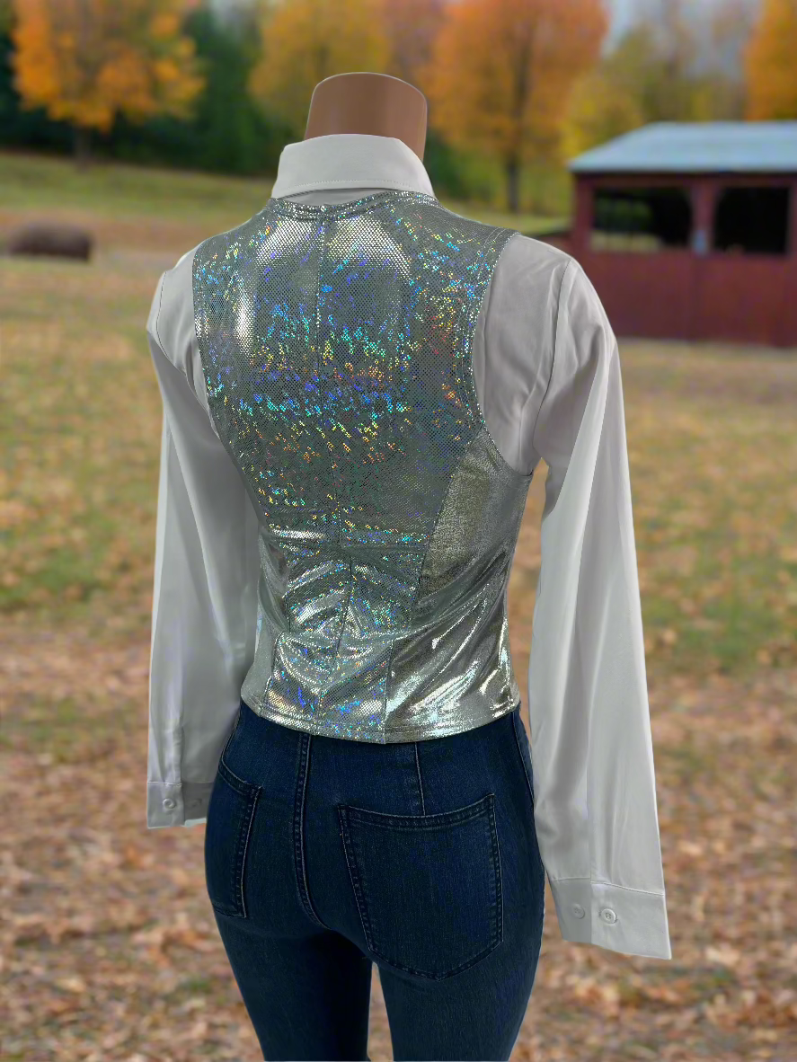 Sparkling Silver Snap Front Western Vest Rodeo Shirt Riverside Rodeo Shirts 