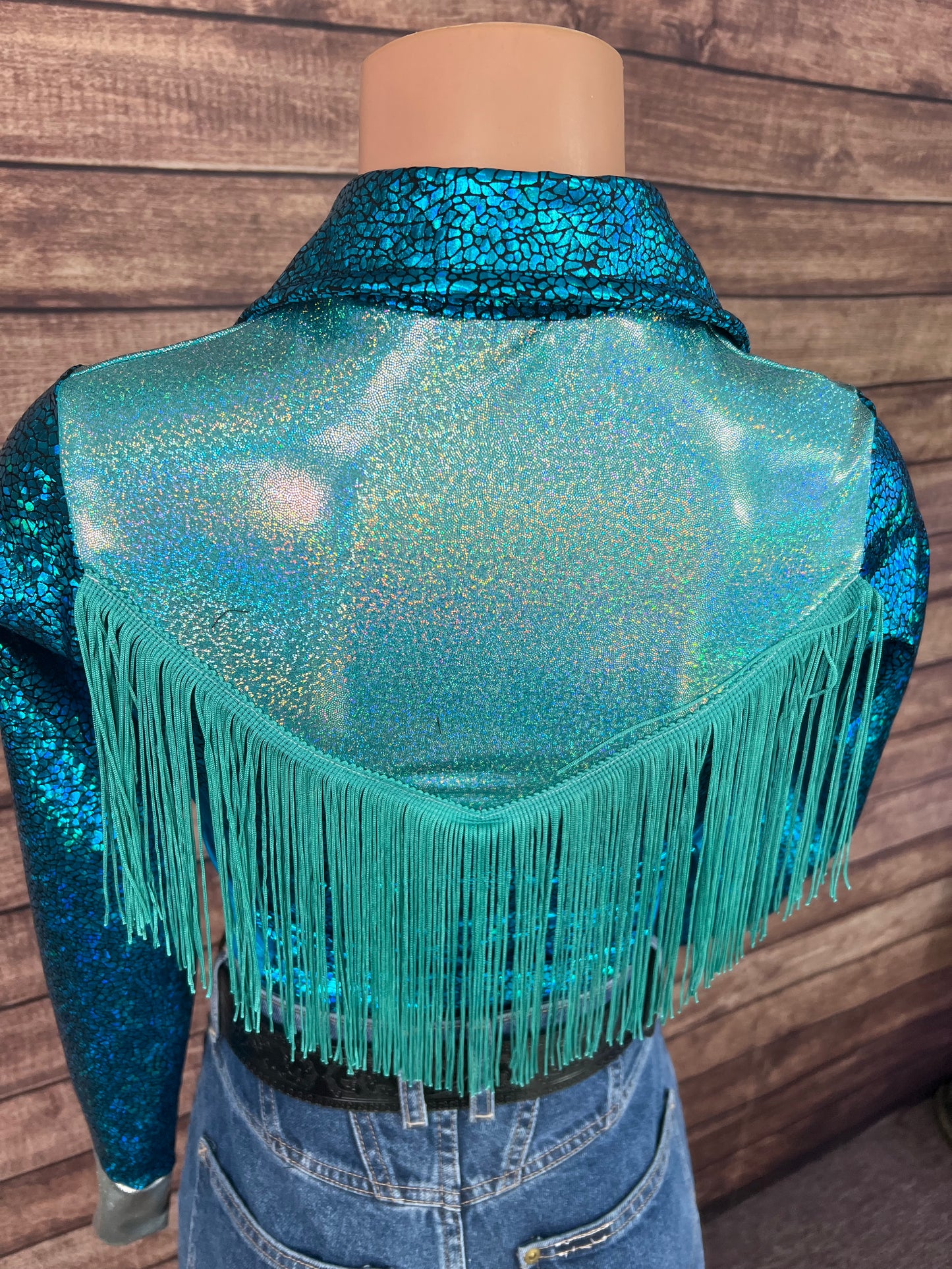 All The Blues Snap Front Rodeo Shirt with Yoke Fringe