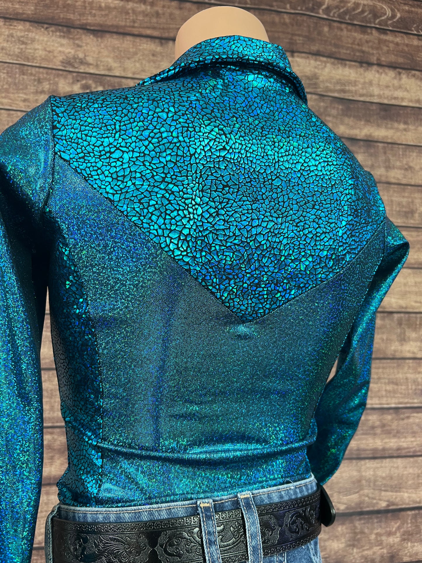 Ready To Ship Turquoise Sparkle Rodeo Shirt ( XS, S, L, XL)