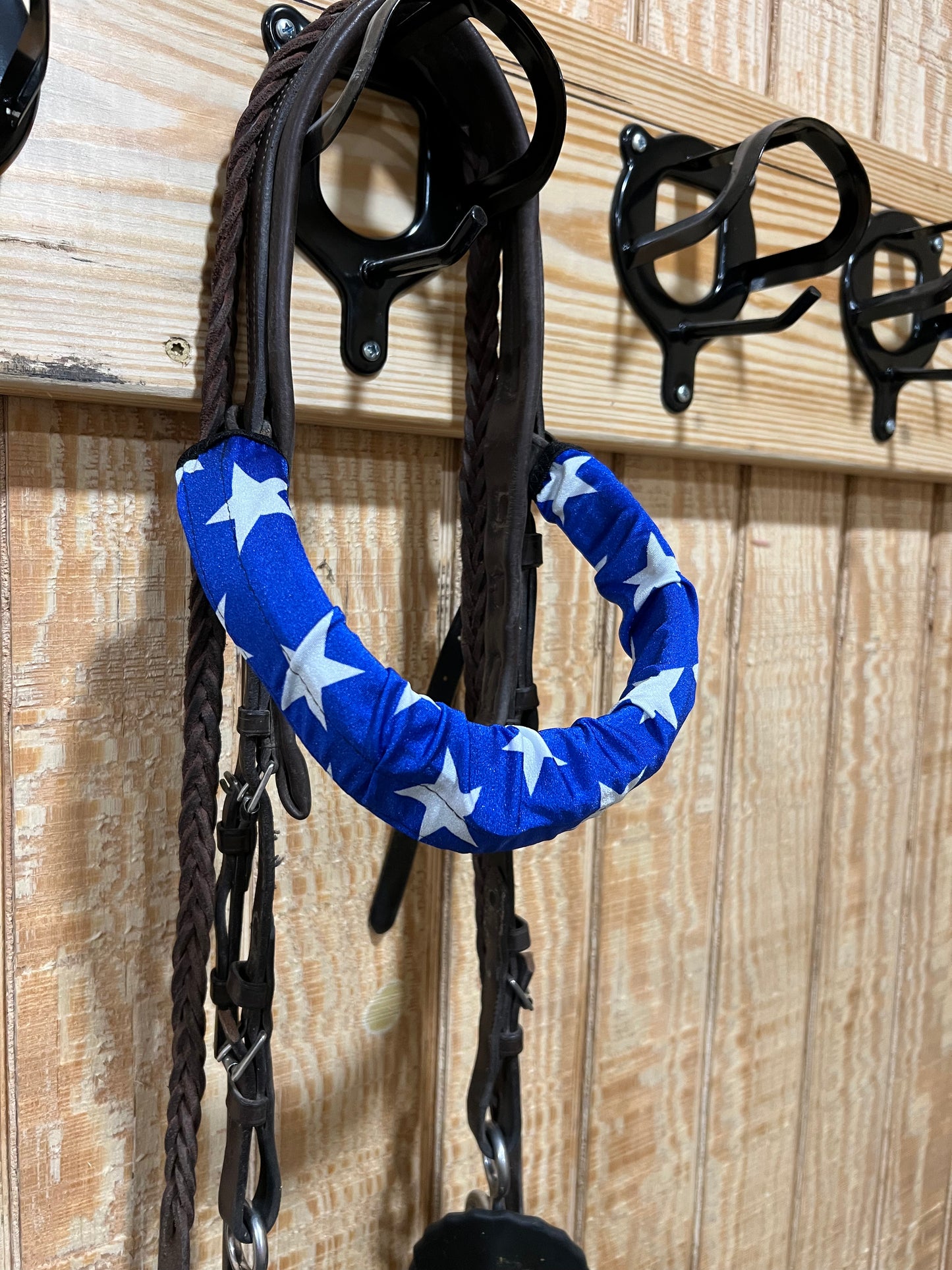 Blue and White Star Print Browband or Noseband Cover (ONE Cover Only)