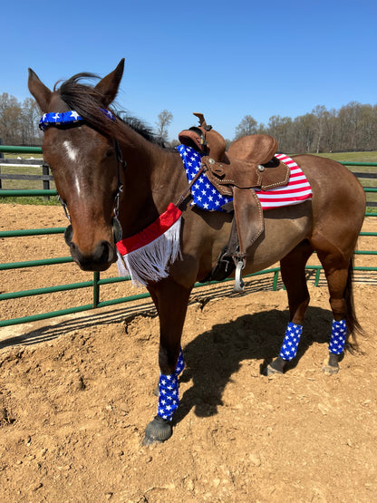 Blue and White Star Print Browband or Noseband Cover (ONE Cover Only)