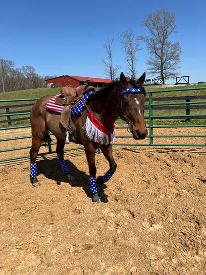 Blue and White Star Print Browband or Noseband Cover (ONE Cover Only)