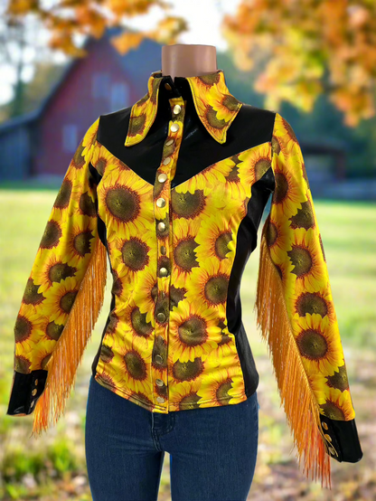 Sunflower Fields Rodeo shirt - Snap Front Rodeo Shirt Riverside Rodeo Shirts 