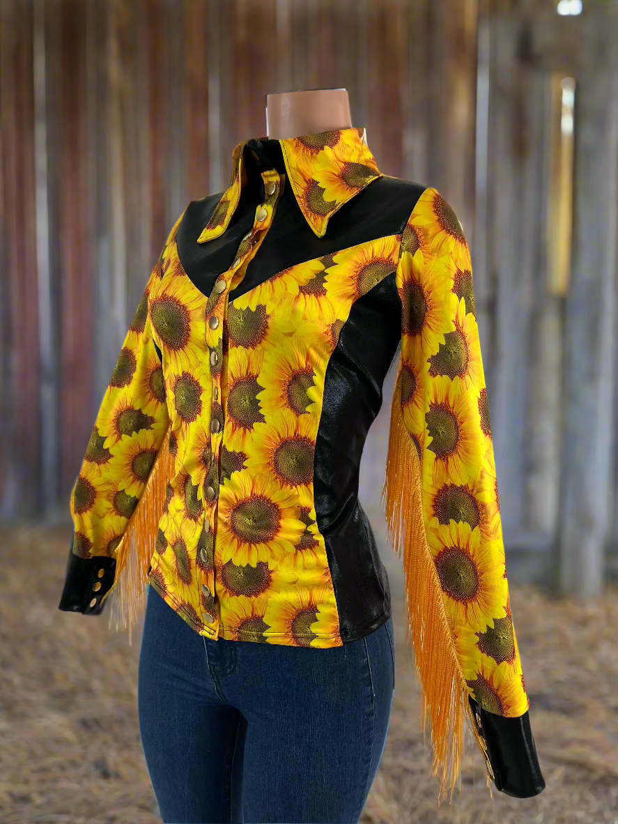 Sunflower Fields Rodeo shirt - Snap Front Rodeo Shirt Riverside Rodeo Shirts 