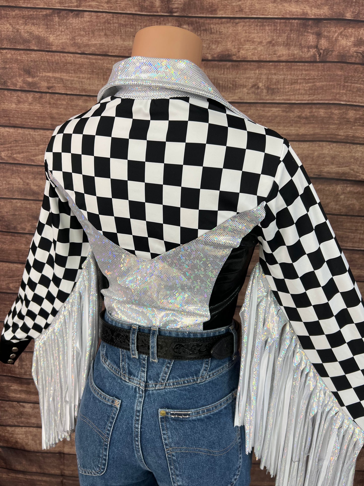 Checks on the Run Snap Front Rodeo Shirt with Thunderbird Fringe