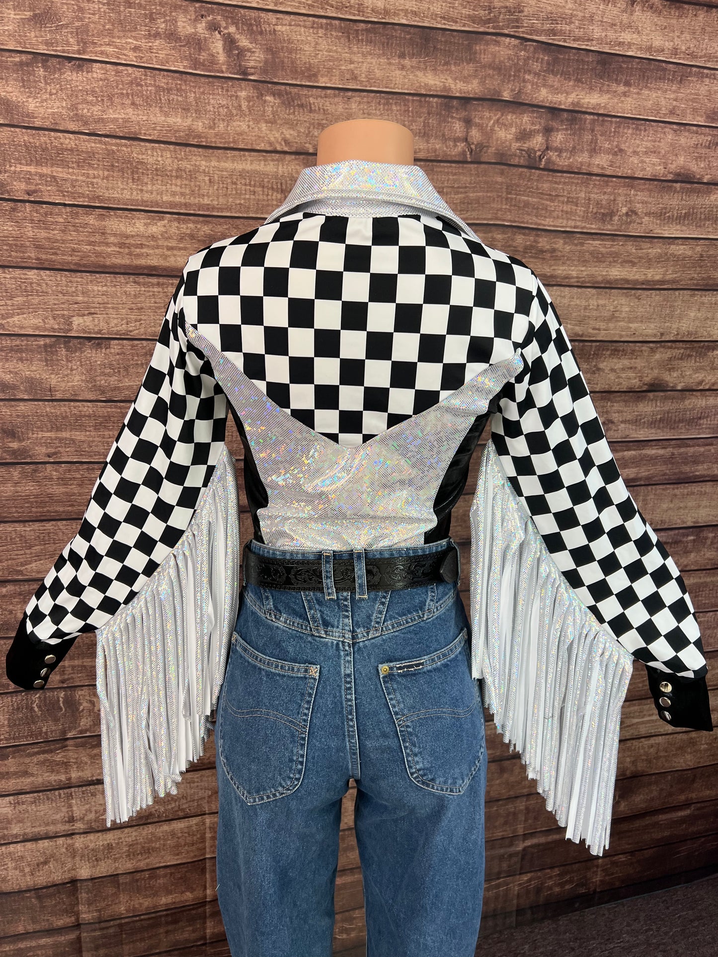 Checks on the Run Snap Front Rodeo Shirt with Thunderbird Fringe