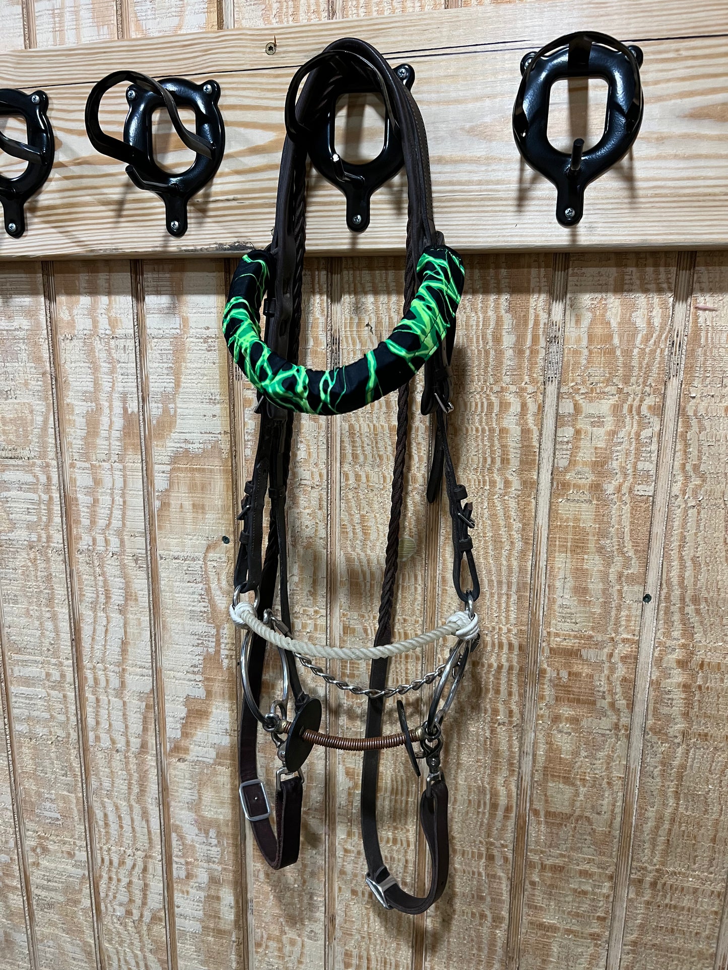 Neon Green Lightning Print Browband or Noseband Cover (ONE Cover Only)