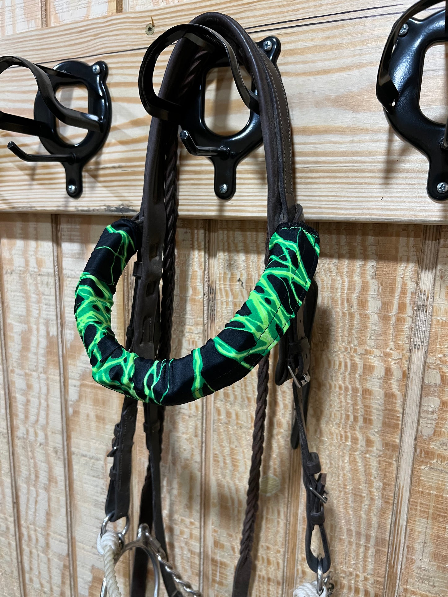 Neon Green Lightning Print Browband or Noseband Cover (ONE Cover Only)