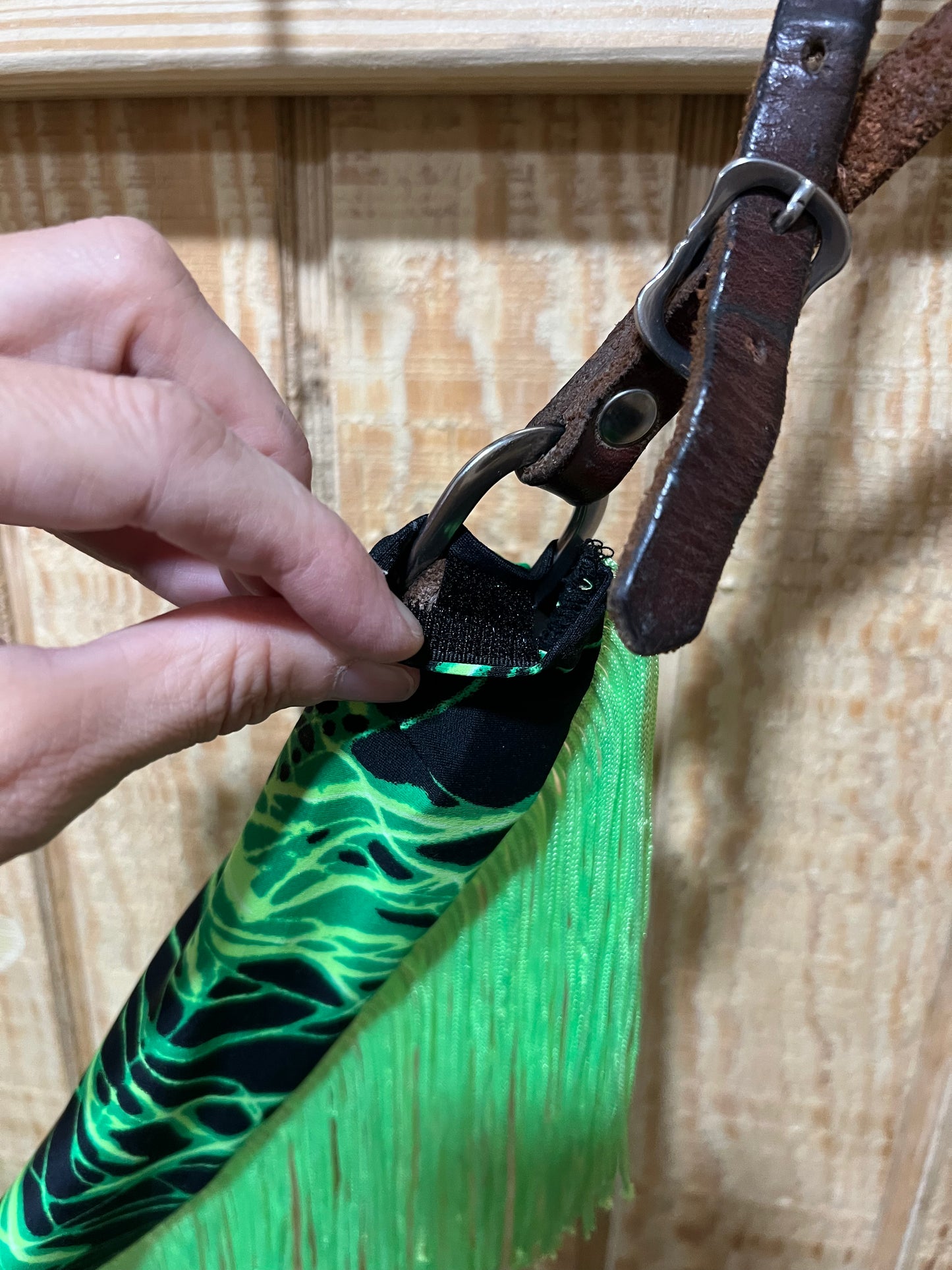 Neon Green Lightning Breast Collar Cover with Chainette Fringe (Covers ONLY)