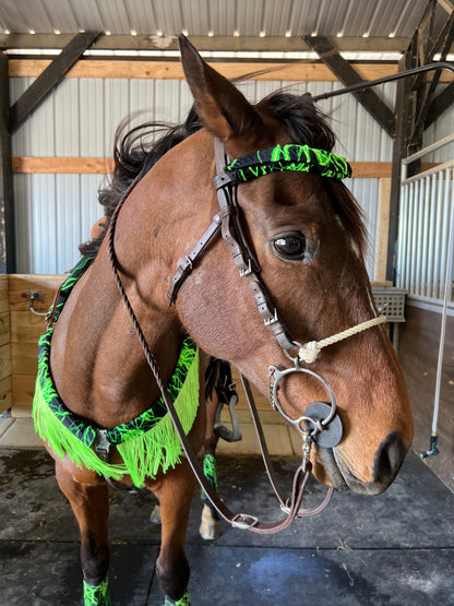 Neon Green Lightning Print Browband or Noseband Cover (ONE Cover Only)