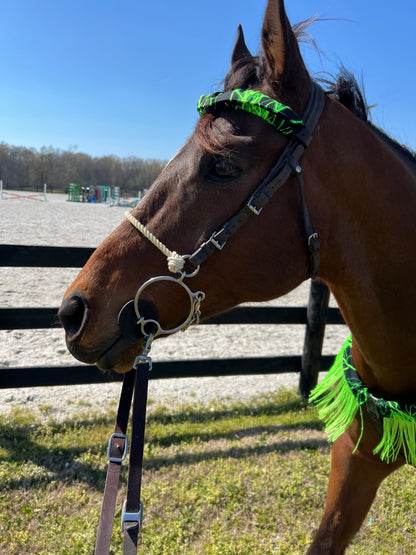Neon Green Lightning Print Browband or Noseband Cover (ONE Cover Only)