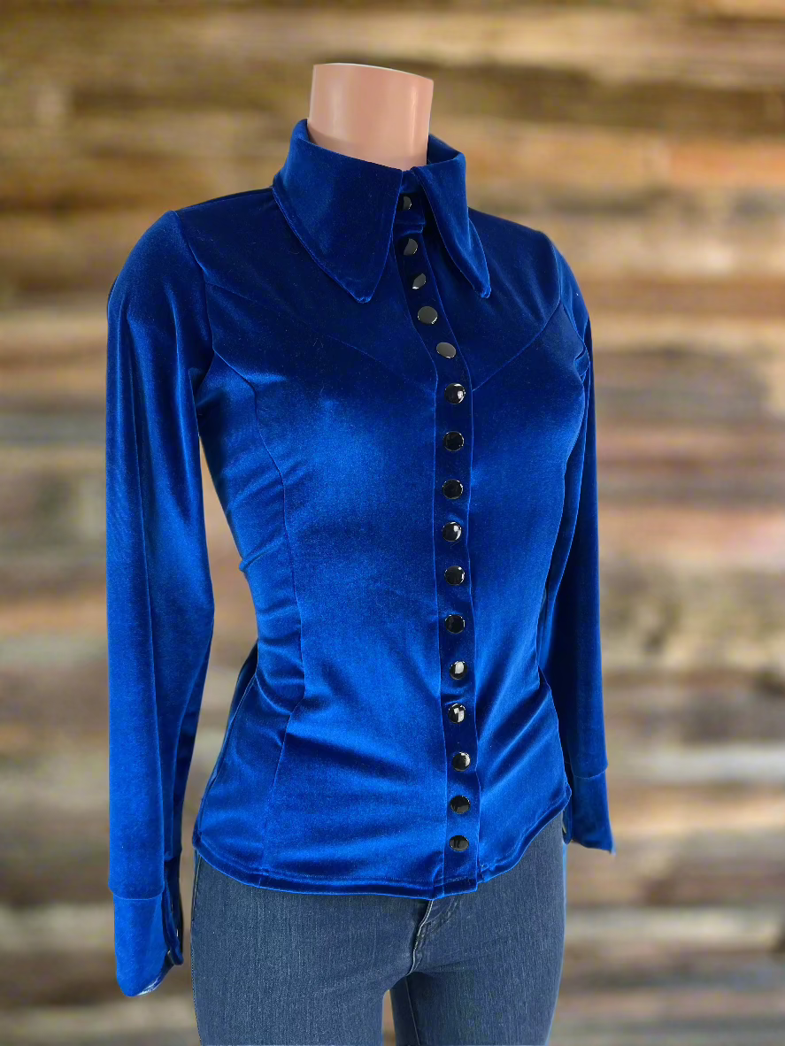 Sapphire Velvet Snap Front Rodeo Shirt Rodeo Shirt Riverside Rodeo Shirts 