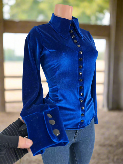 Sapphire Velvet Snap Front Rodeo Shirt Rodeo Shirt Riverside Rodeo Shirts 