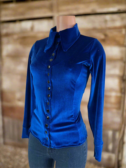 Sapphire Velvet Snap Front Rodeo Shirt Rodeo Shirt Riverside Rodeo Shirts 