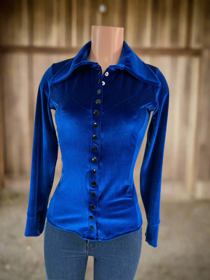 Sapphire Velvet Snap Front Rodeo Shirt Rodeo Shirt Riverside Rodeo Shirts 