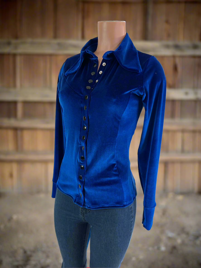 Sapphire Velvet Snap Front Rodeo Shirt Rodeo Shirt Riverside Rodeo Shirts 