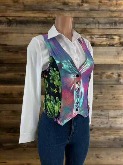 Butterfly Cactus Snap Front Western Vest Rodeo Shirt Riverside Rodeo Shirts 