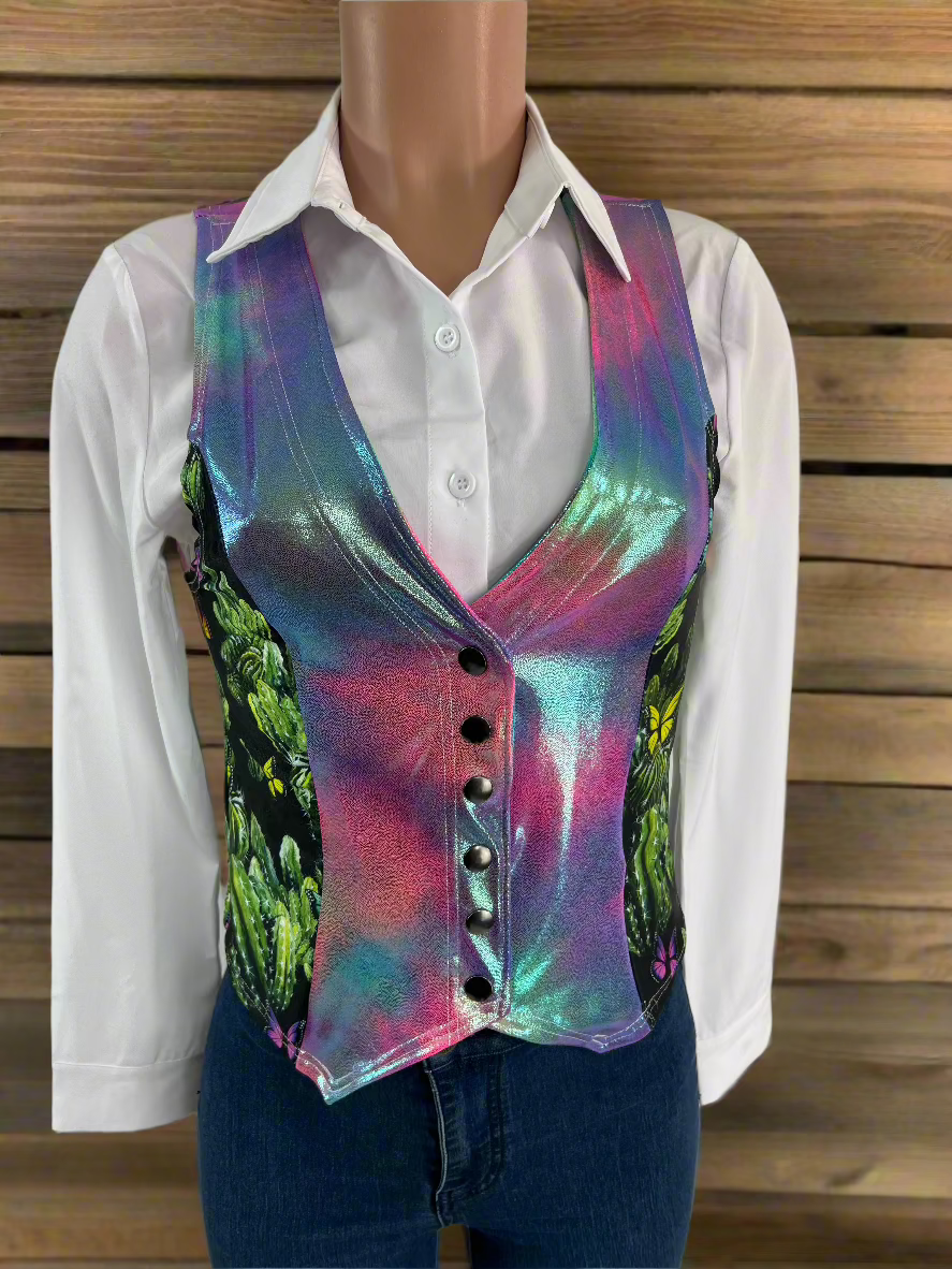 Butterfly Cactus Snap Front Western Vest Rodeo Shirt Riverside Rodeo Shirts 