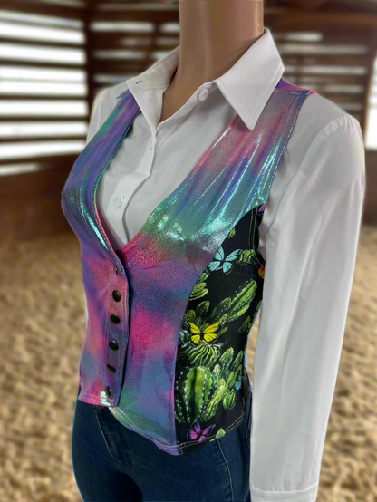 Butterfly Cactus Snap Front Western Vest Rodeo Shirt Riverside Rodeo Shirts 