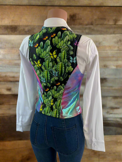 Rainbow Cactus Snap Front Western Vest Rodeo Shirt Riverside Rodeo Shirts 