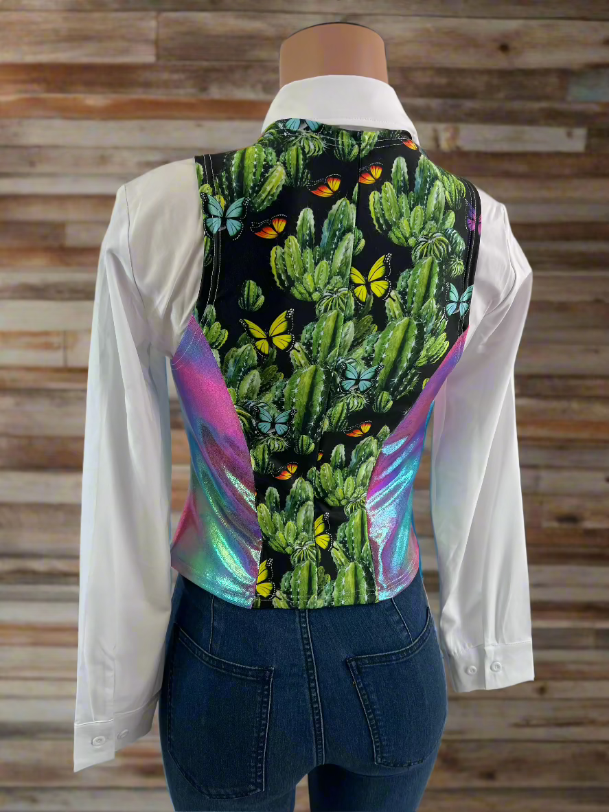 Rainbow Cactus Snap Front Western Vest Rodeo Shirt Riverside Rodeo Shirts 