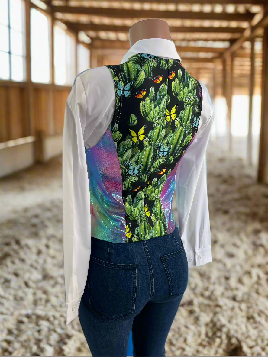 Rainbow Cactus Snap Front Western Vest Rodeo Shirt Riverside Rodeo Shirts 