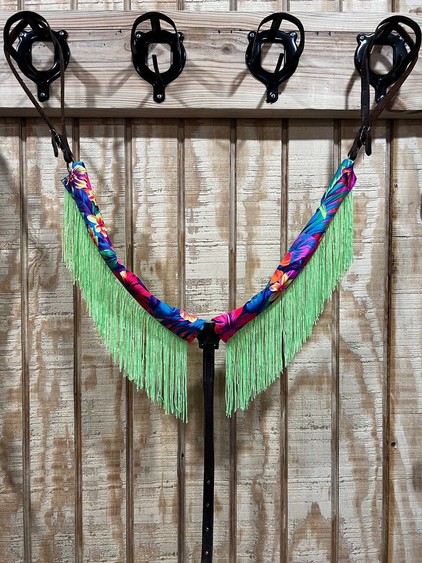 Tahitian Floral Breast Collar Cover with Chainette Fringe (Covers ONLY)