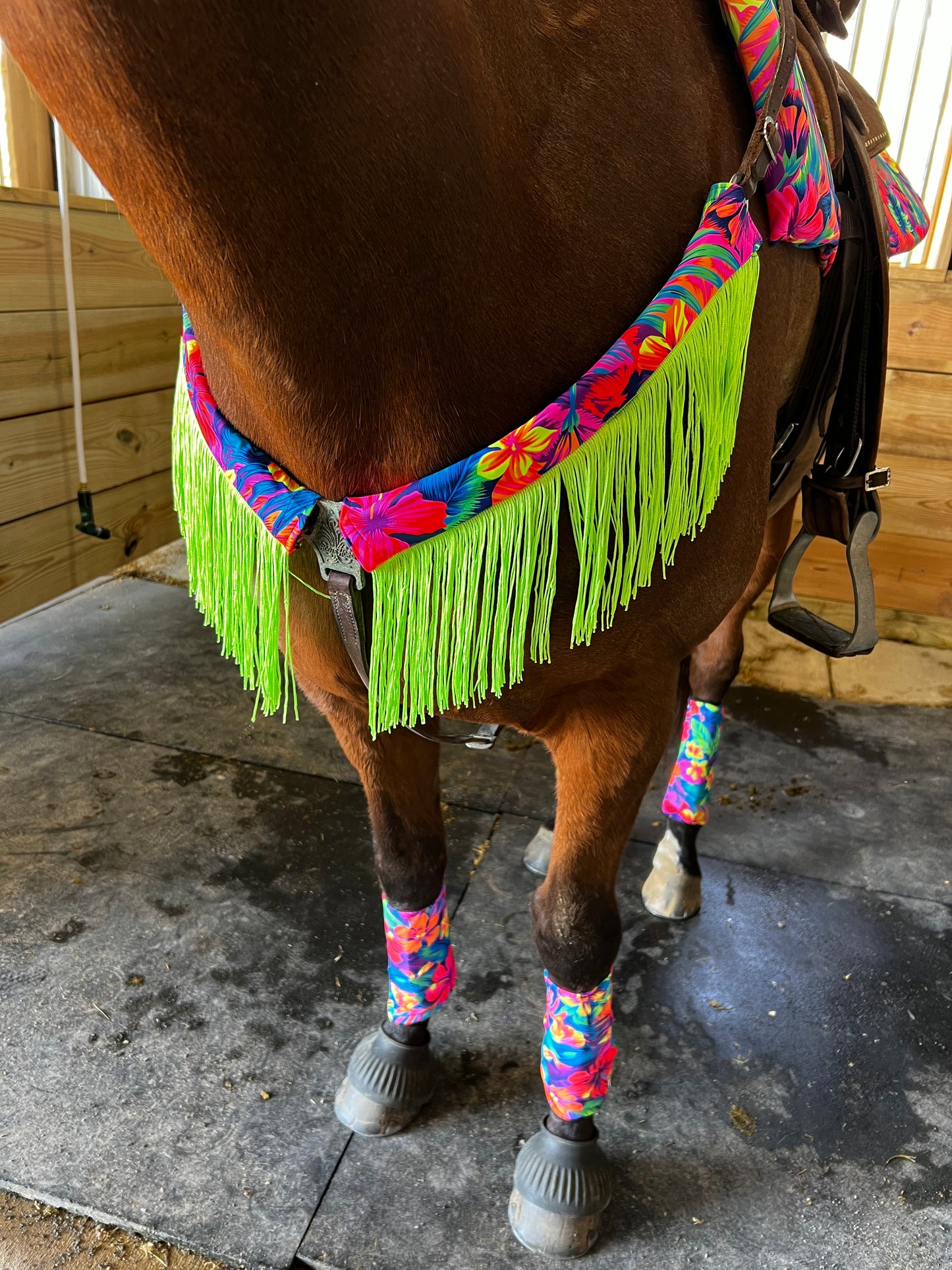 Tahitian Floral Breast Collar Cover with Chainette Fringe (Covers ONLY)