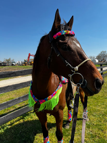 Tahitian Floral Print Browband or Noseband Cover (ONE Cover Only)