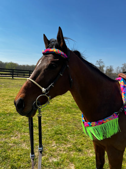Tahitian Floral Print Browband or Noseband Cover (ONE Cover Only)