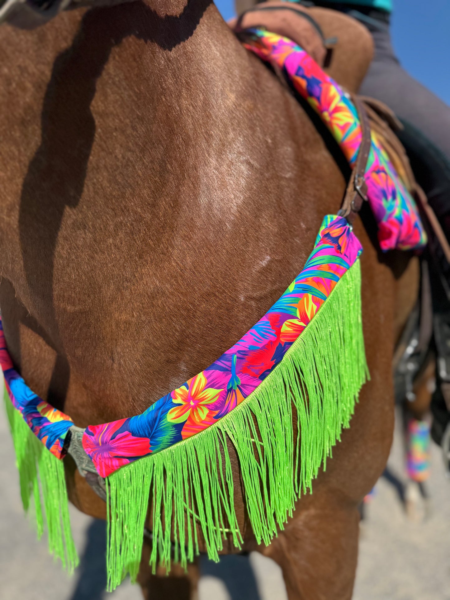 Tahitian Floral Breast Collar Cover with Chainette Fringe (Covers ONLY)