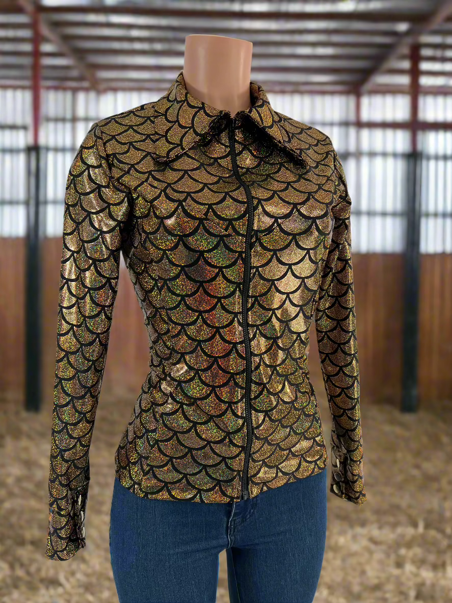 Gold dragon Scale Metallic Rodeo Shirt Rodeo Shirt Riverside Rodeo Shirts 