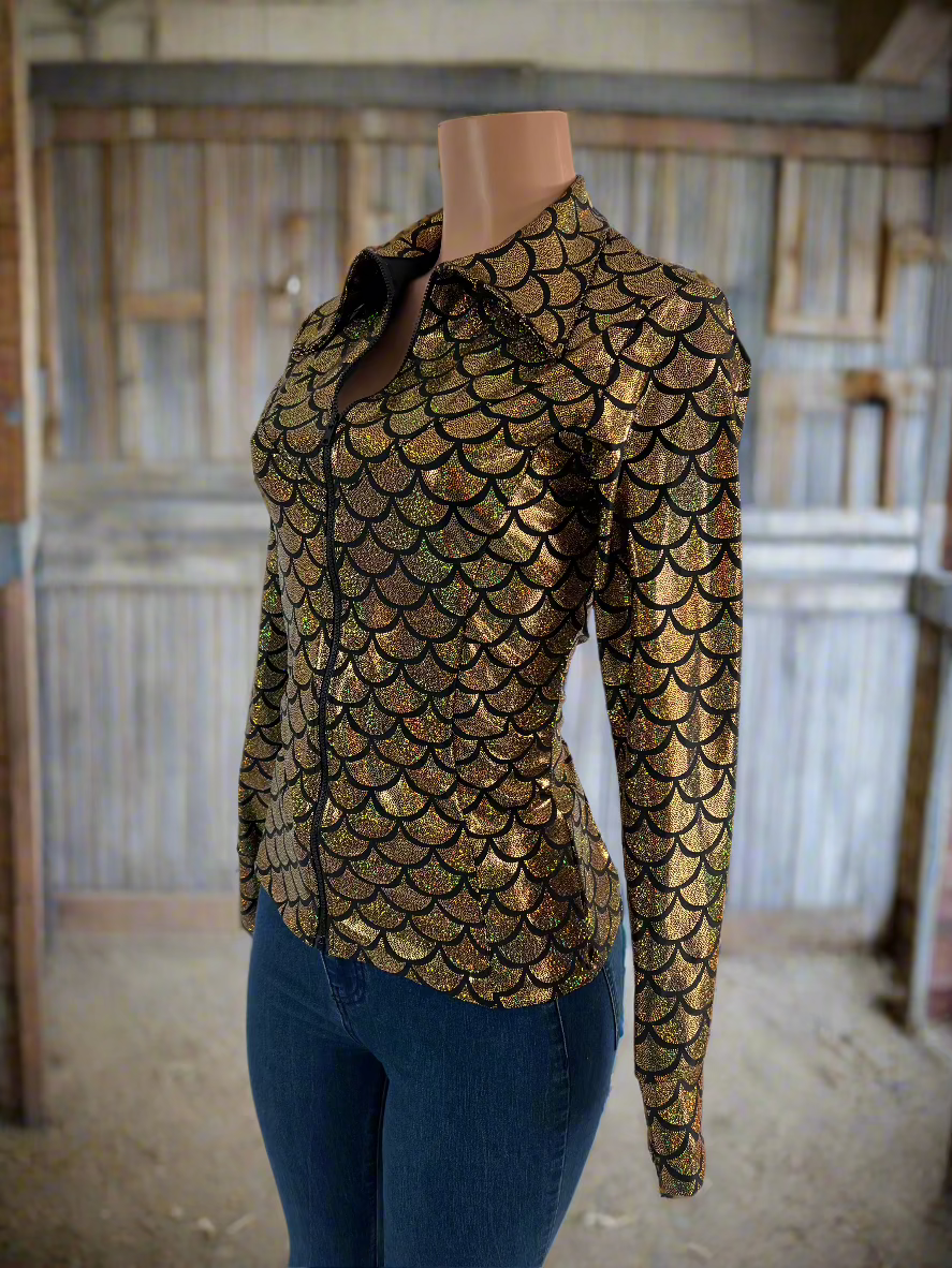 Gold dragon Scale Metallic Rodeo Shirt Rodeo Shirt Riverside Rodeo Shirts 