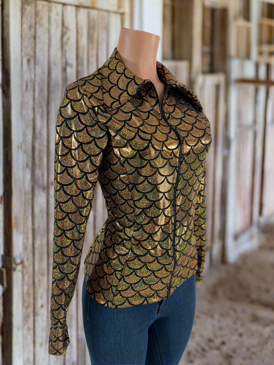 Gold dragon Scale Metallic Rodeo Shirt Rodeo Shirt Riverside Rodeo Shirts 