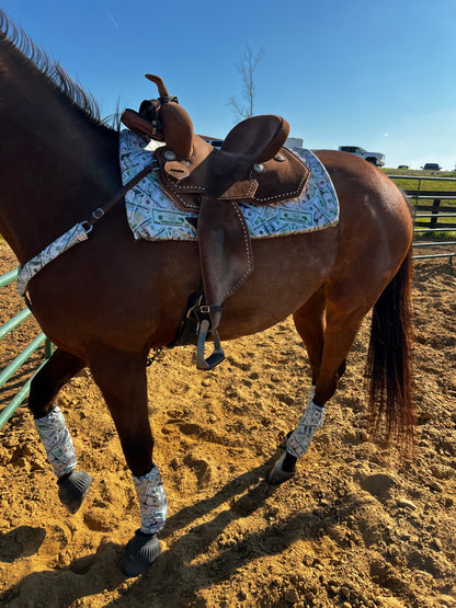 Western Saddle Pad COVER in Cold Cash (Saddle Pad Cover Only)