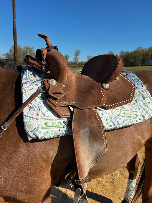 Western Saddle Pad COVER in Cold Cash (Saddle Pad Cover Only)