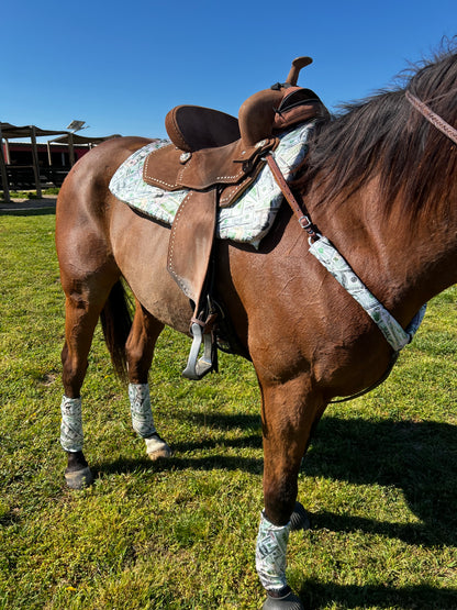 Western Saddle Pad COVER in Cold Cash (Saddle Pad Cover Only)