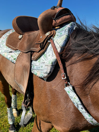 Western Saddle Pad COVER in Cold Cash (Saddle Pad Cover Only)