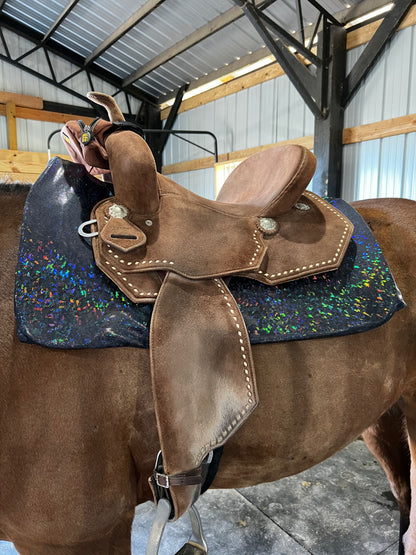 Western Saddle Pad COVER in Black Kaleidoscope (Saddle Pad Cover Only)