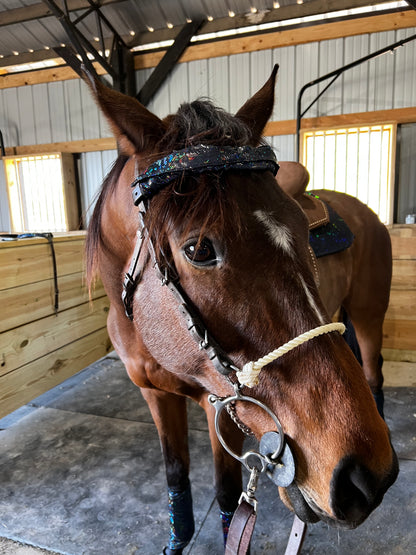 Black Kaleidoscope Browband or Noseband Cover (ONE Cover Only)