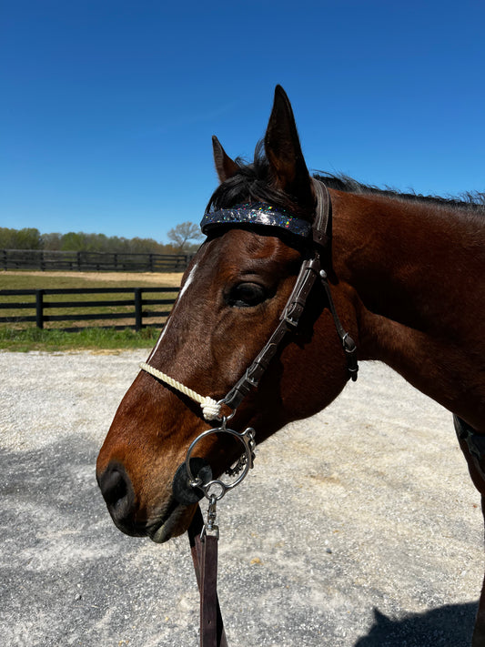 Black Kaleidoscope Browband or Noseband Cover (ONE Cover Only)