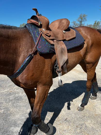 Western Saddle Pad COVER in Black Kaleidoscope (Saddle Pad Cover Only)