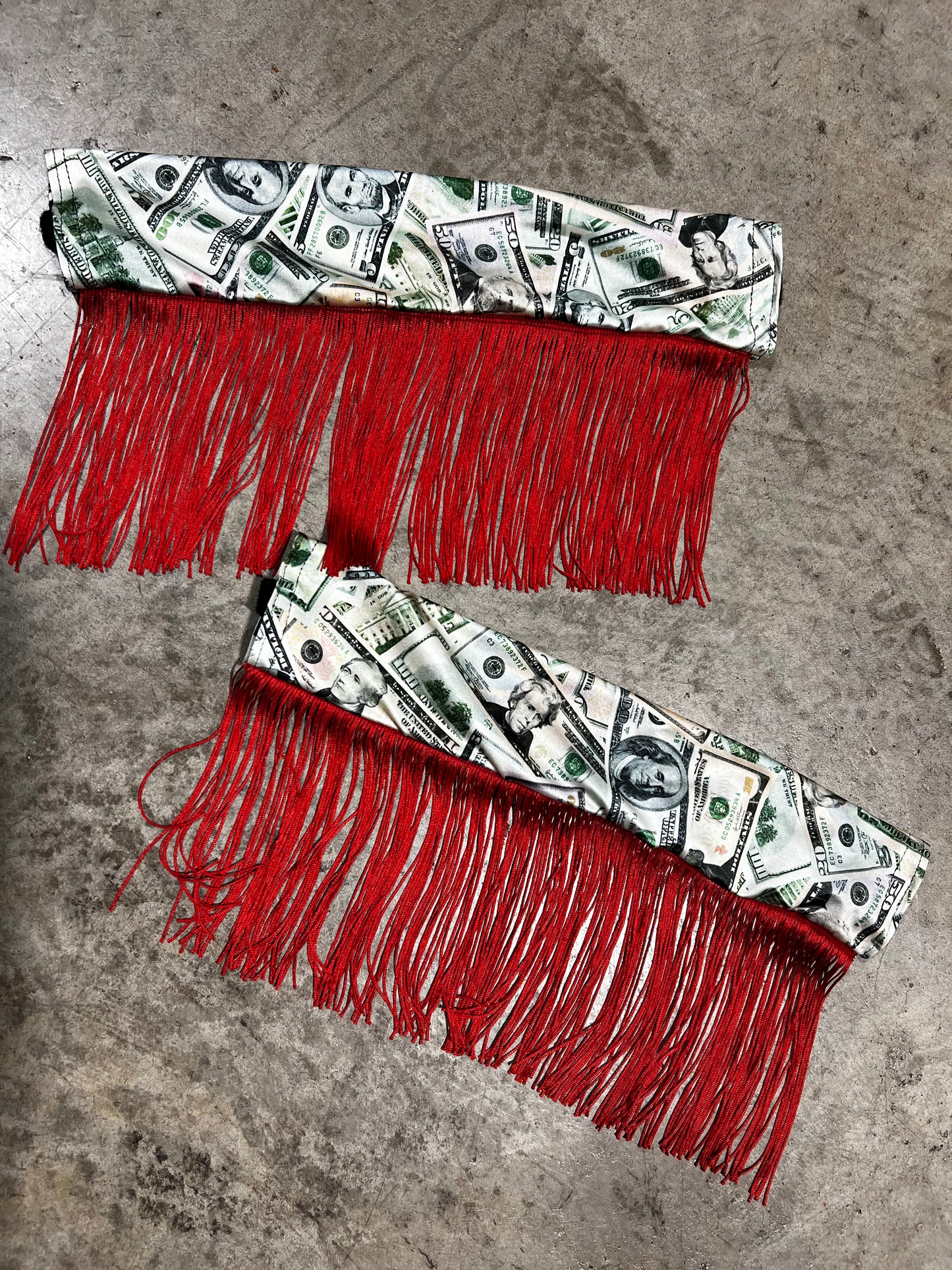Cold Cash Breast Collar Cover with Red Chainette Fringe (Covers ONLY)