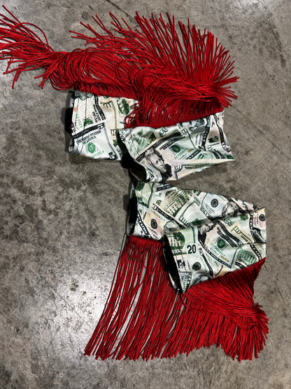 Cold Cash Breast Collar Cover with Red Chainette Fringe (Covers ONLY)