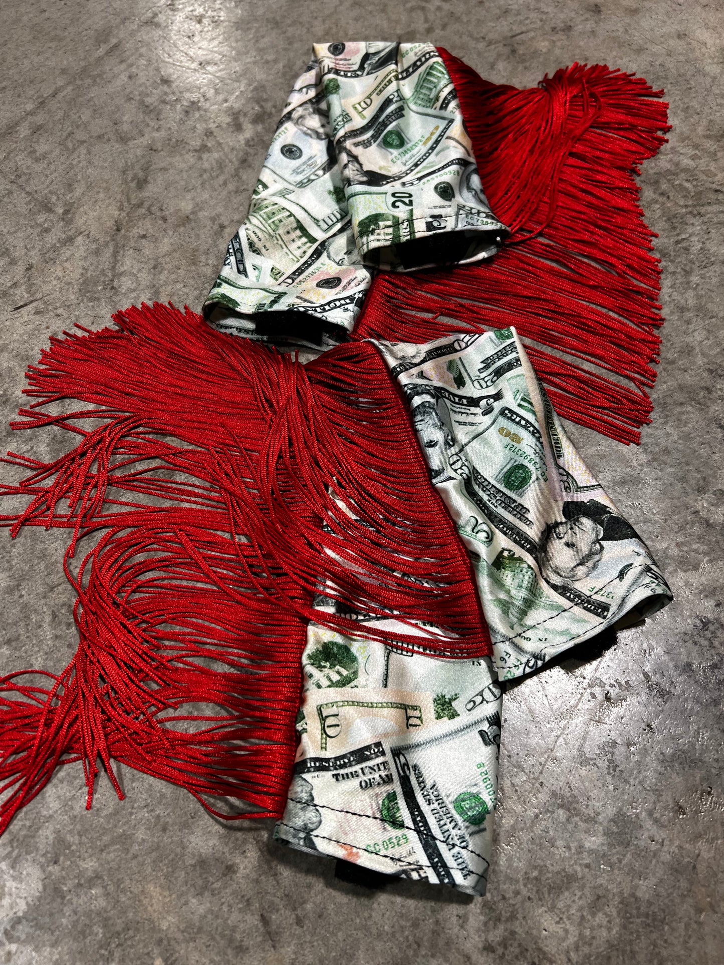 Cold Cash Breast Collar Cover with Red Chainette Fringe (Covers ONLY)