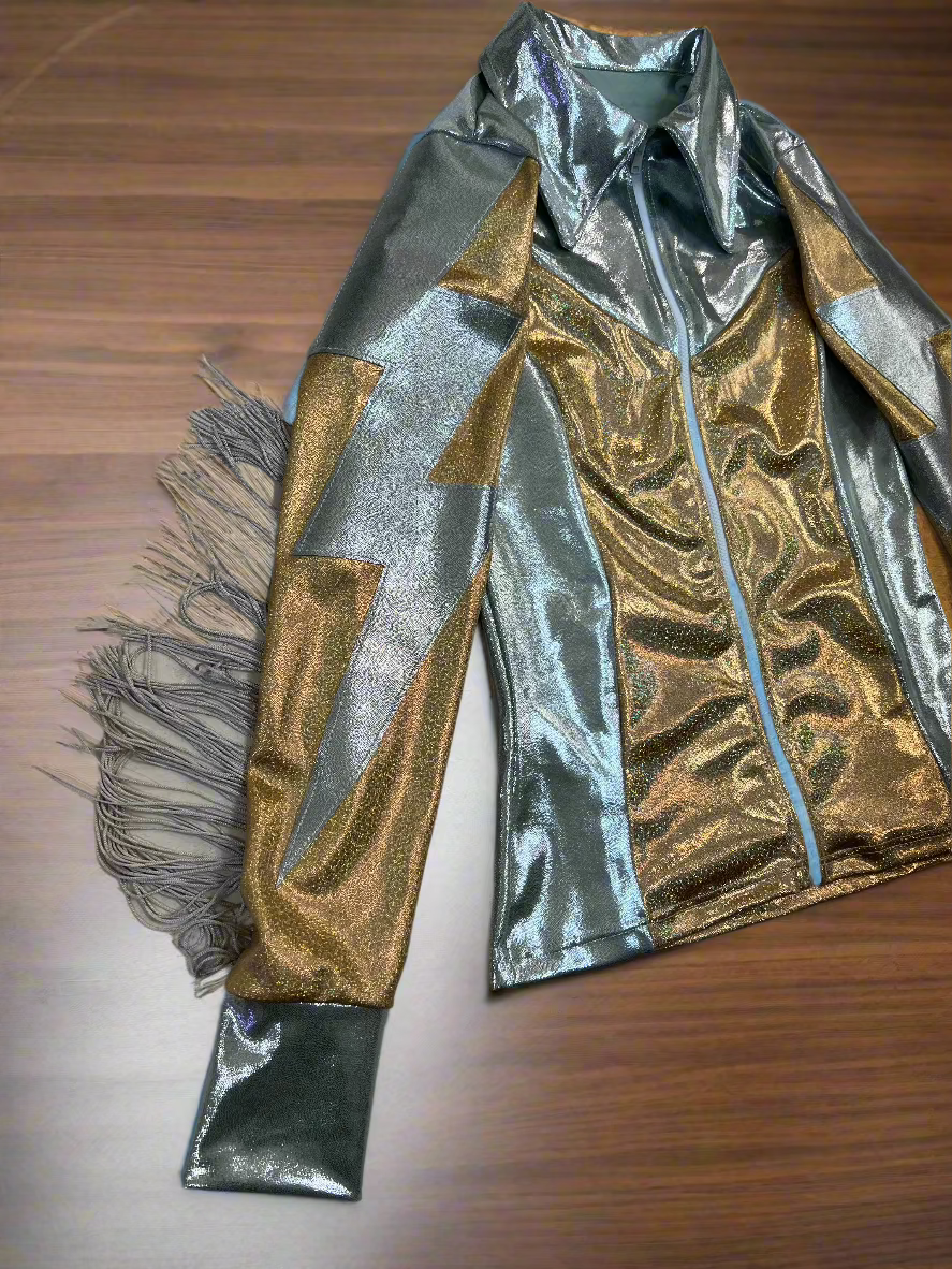 Platinum and Gold Lightning Bolt Rodeo Shirt Rodeo Shirt Riverside Rodeo Shirts