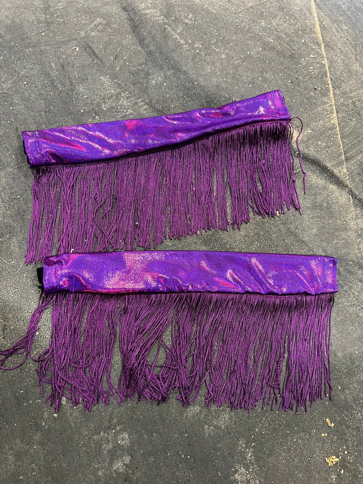 Grape Holographic Breast Collar Cover with Purple Chainette Fringe (Covers ONLY)