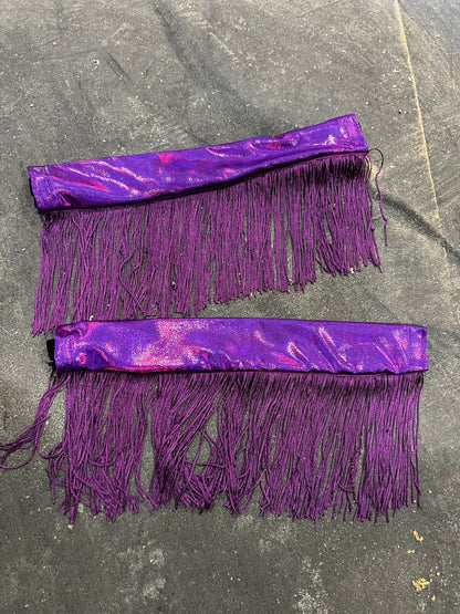 Grape Holographic Breast Collar Cover with Purple Chainette Fringe (Covers ONLY)